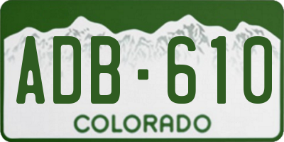 CO license plate ADB610