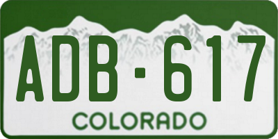 CO license plate ADB617