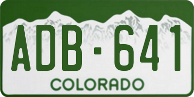 CO license plate ADB641