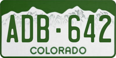 CO license plate ADB642