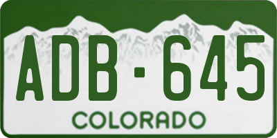 CO license plate ADB645