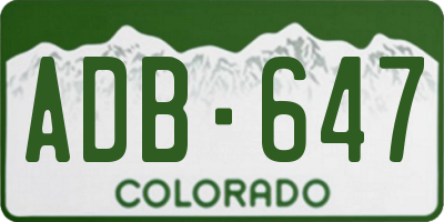 CO license plate ADB647