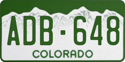 CO license plate ADB648