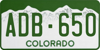 CO license plate ADB650