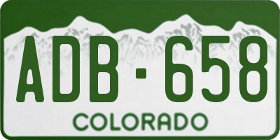 CO license plate ADB658