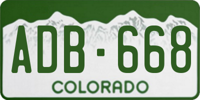 CO license plate ADB668