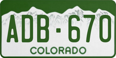 CO license plate ADB670