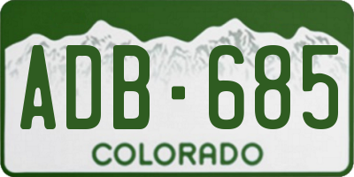 CO license plate ADB685