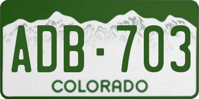 CO license plate ADB703