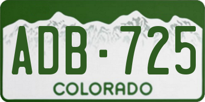 CO license plate ADB725