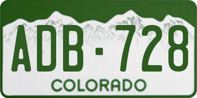 CO license plate ADB728