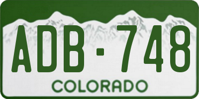 CO license plate ADB748