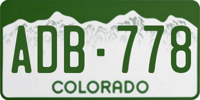 CO license plate ADB778