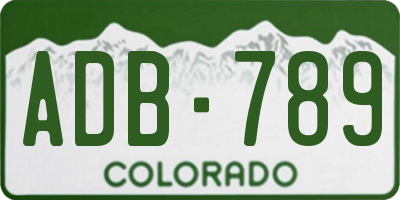 CO license plate ADB789