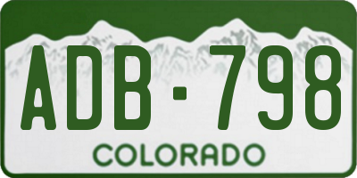 CO license plate ADB798