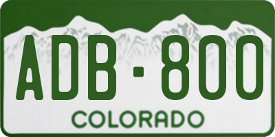 CO license plate ADB800