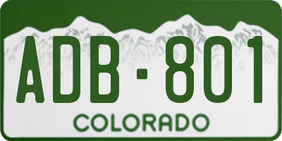 CO license plate ADB801