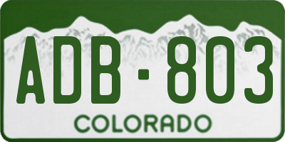 CO license plate ADB803