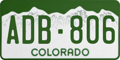 CO license plate ADB806