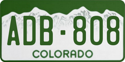 CO license plate ADB808