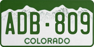 CO license plate ADB809