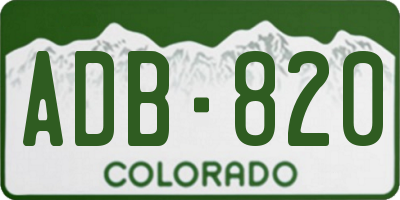 CO license plate ADB820
