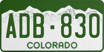 CO license plate ADB830