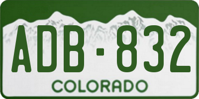 CO license plate ADB832