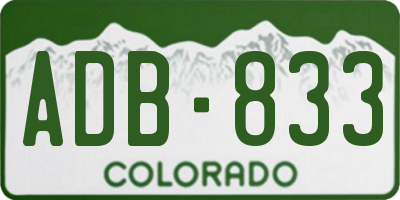CO license plate ADB833