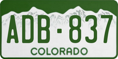 CO license plate ADB837