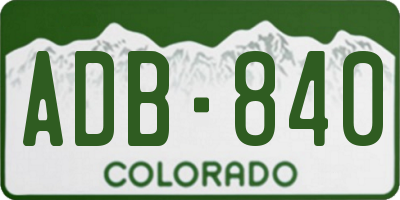 CO license plate ADB840