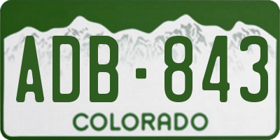 CO license plate ADB843