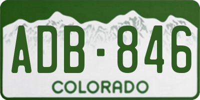 CO license plate ADB846