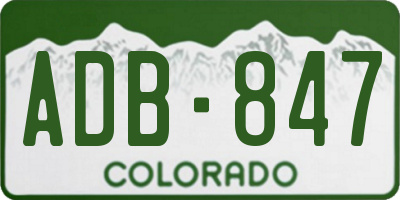 CO license plate ADB847