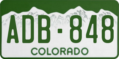 CO license plate ADB848
