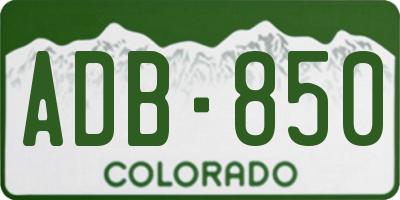 CO license plate ADB850