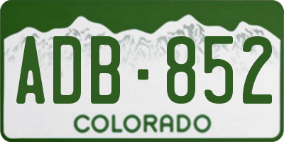 CO license plate ADB852