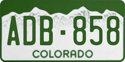 CO license plate ADB858