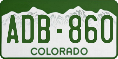 CO license plate ADB860
