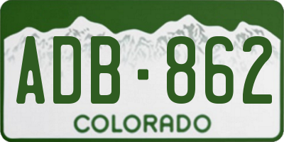 CO license plate ADB862