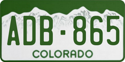 CO license plate ADB865
