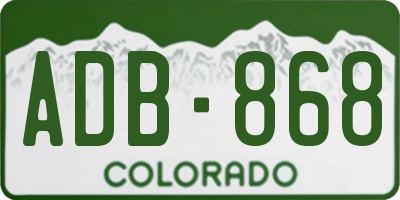 CO license plate ADB868