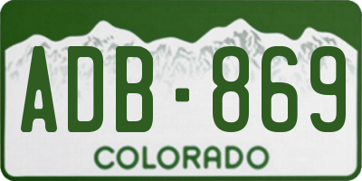 CO license plate ADB869