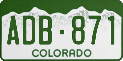 CO license plate ADB871