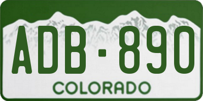 CO license plate ADB890