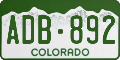 CO license plate ADB892