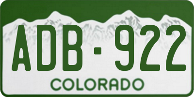 CO license plate ADB922