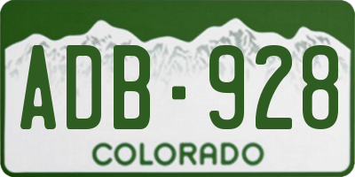 CO license plate ADB928