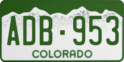 CO license plate ADB953