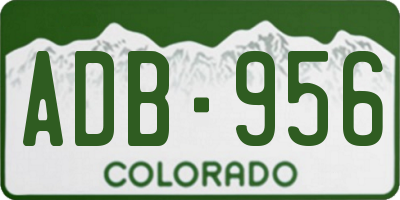 CO license plate ADB956